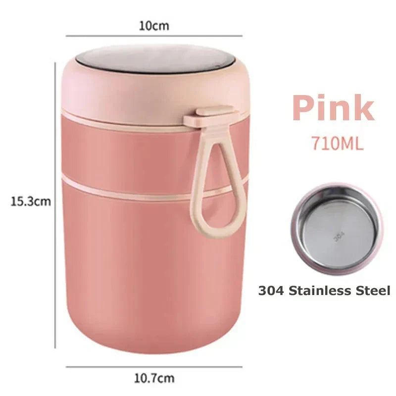 ThermoMeal Stainless Steel Thermal Container | 530 ml / 710 ml | Insulated Cup for Soups and Lunch | Waterproof and Durable