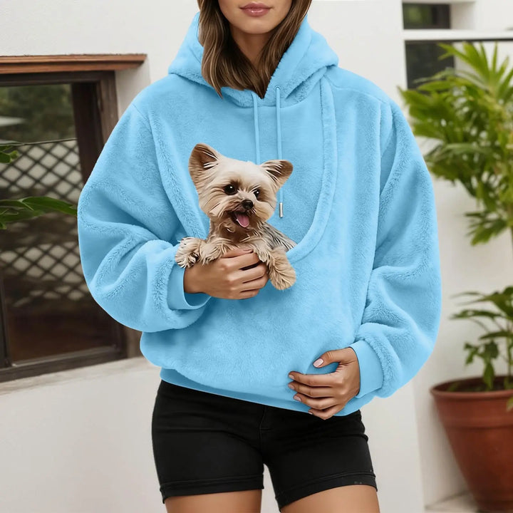 Kangaroo hoodie with built-in pouch for cats and dogs