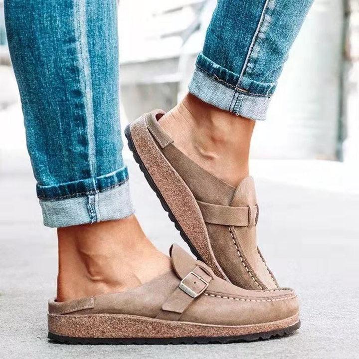 Retro Suede Sliders with Orthopaedic Comfort - Solenza