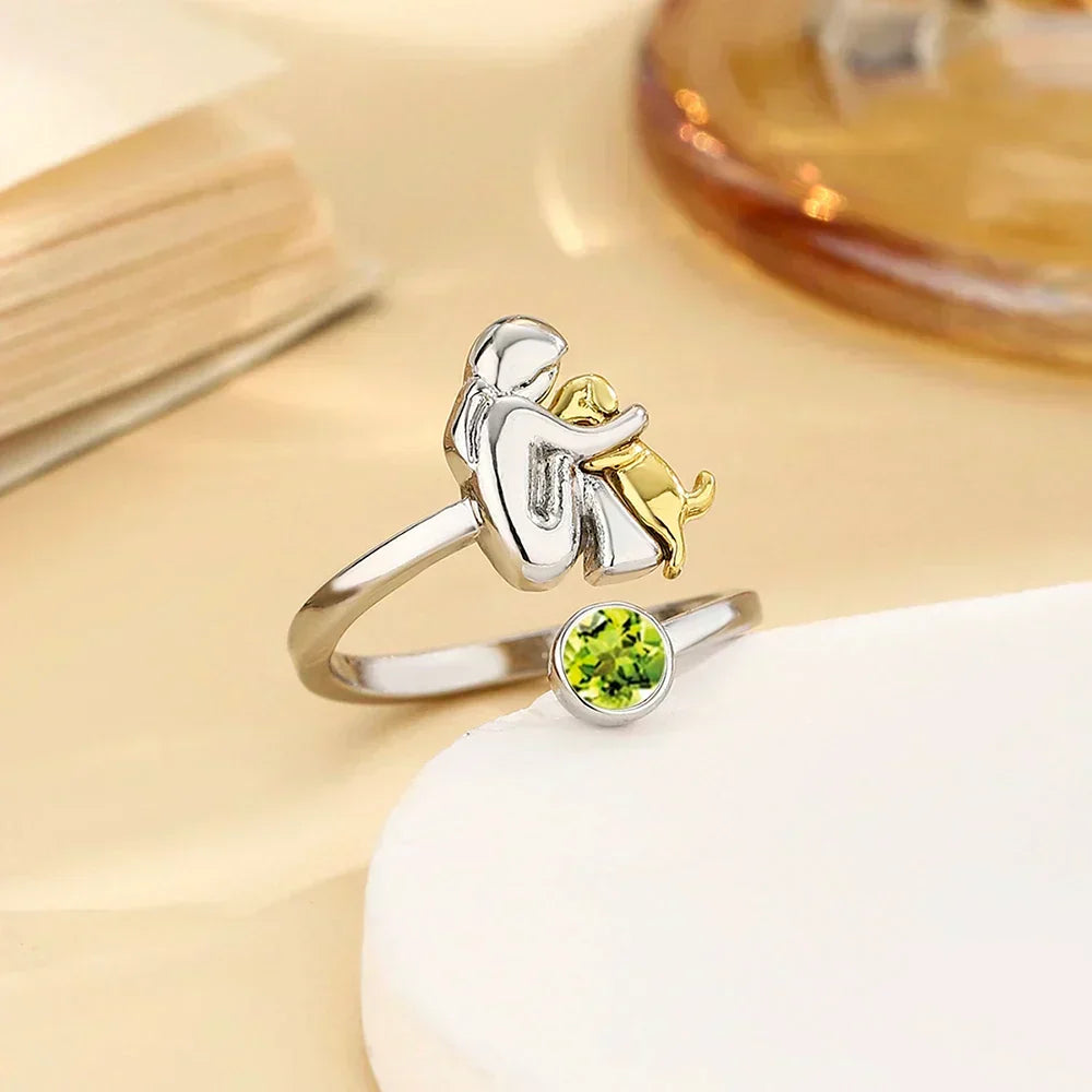 Soft rose gold ring with cute dog motif