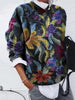 Women's Floral Print Jumper – Knitted Pullover with Patterned Print