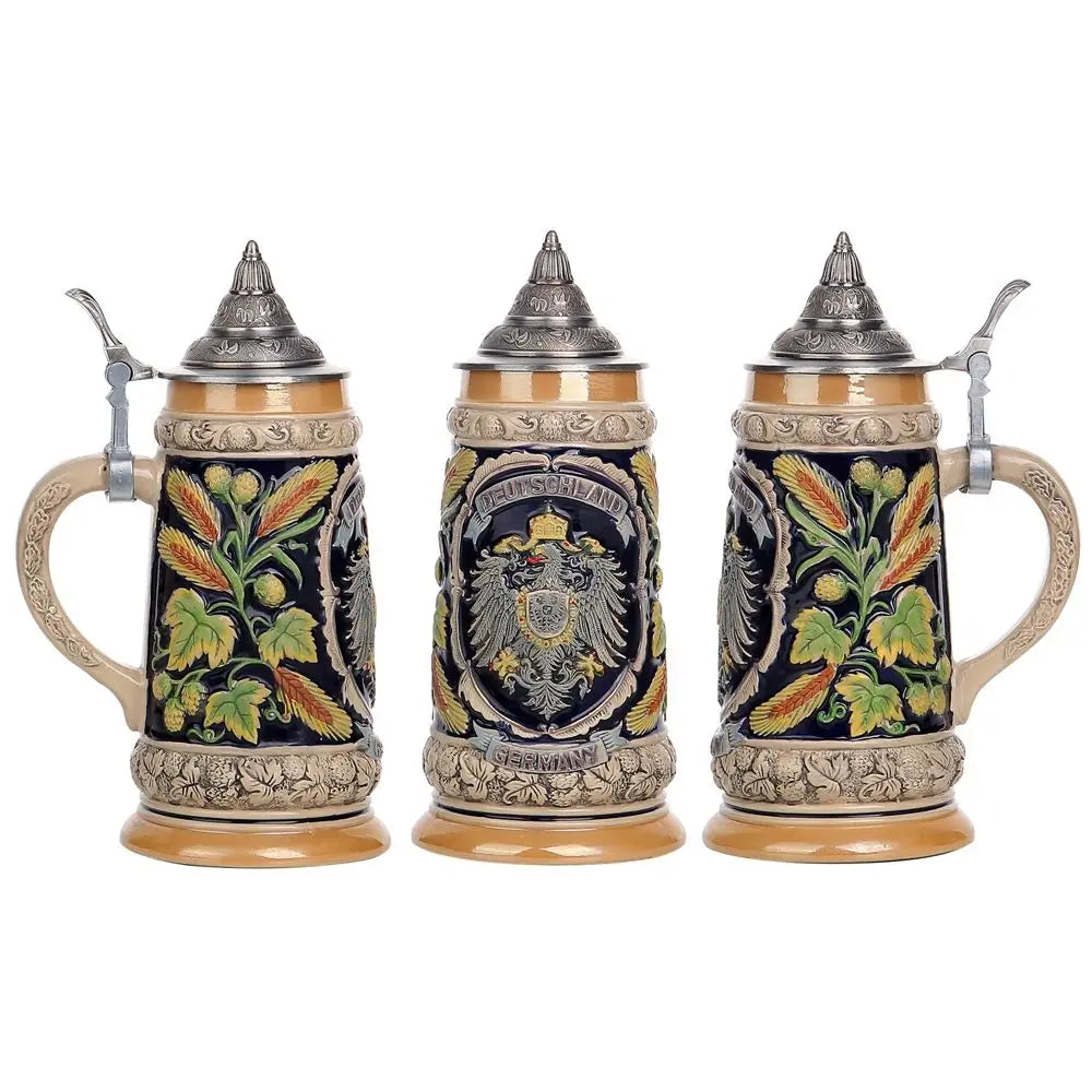 Beer Stein with Relief and Pewter Lid (0.8 L) – Bavaria Oktoberfest 2025 Stein