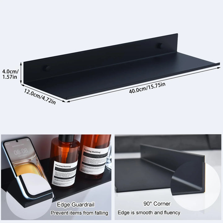 Metallura | Metal Wall Shelf | Floating Shelf 30/40/50 cm | Space-Saving Solution for Bathroom, Kitchen and Bedroom