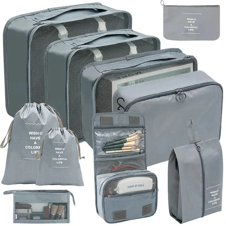 PackWunder Travel Organiser Set 7/8/9/10 Pieces | Foldable Suitcase Organiser | For Clothing, Shoes and Accessories