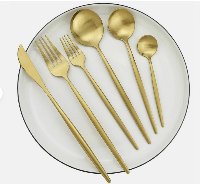 Luxe Stainless Steel Cutlery Set – Gold Design | 24 Pieces / 48 Pieces