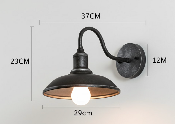 Vintage Industrial Iron Outdoor Wall Lamp LED 1 Light