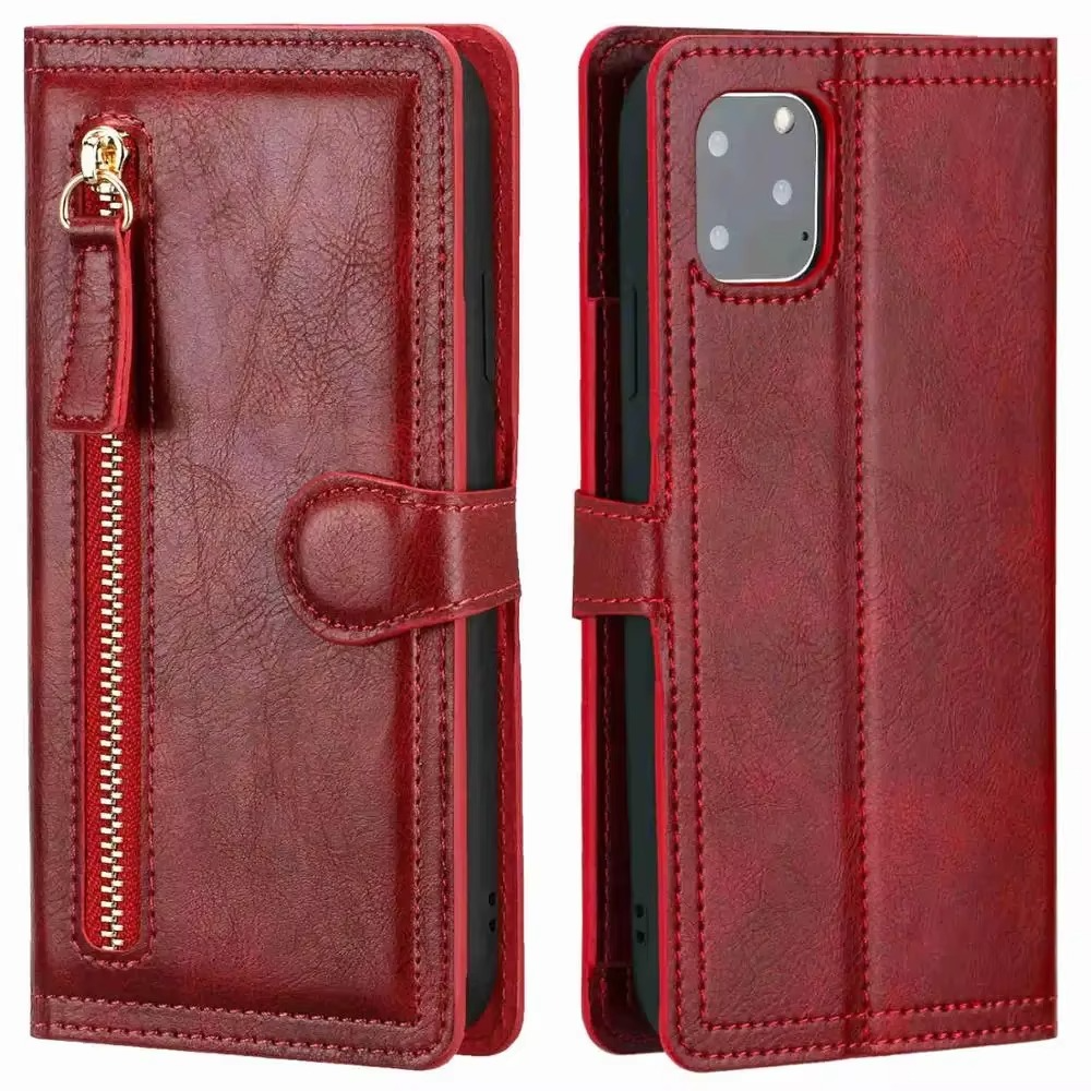 Premium Leather Flip Wallet for iPhone & Case with Stand