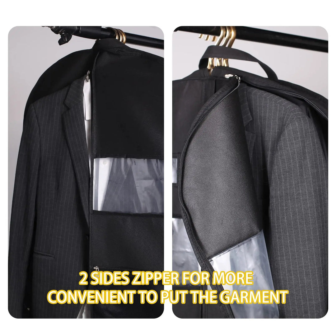 ReiseKleider Travel Garment Bag | Double-Sided Zip & XXL Pockets | Breathable & Transparent | 43-Inch Hanging Garment Organiser