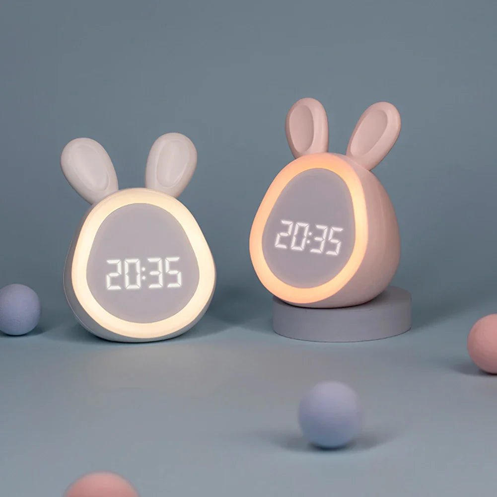 BunniGlow Bunny-Shaped Children's Alarm Clock with LED Night Light