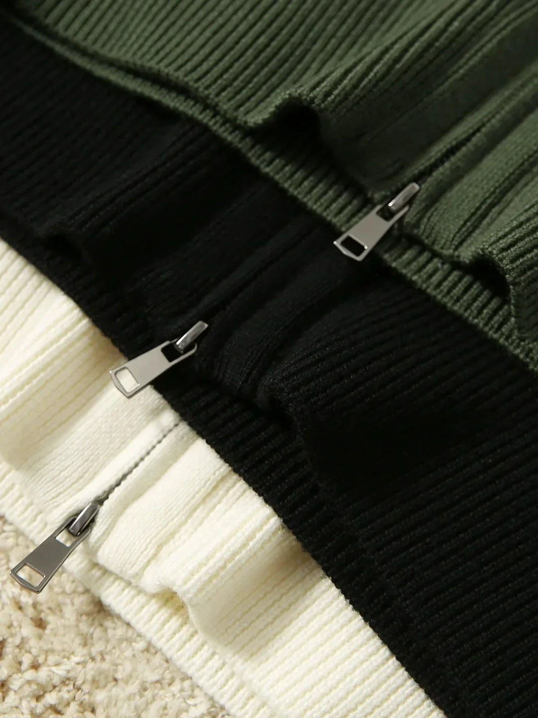 Women's Wool Zip Cardigan – Knitted Cardigan with High Collar