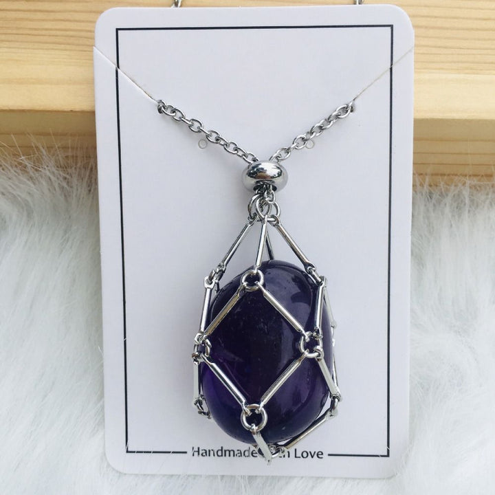 Necklace with interchangeable crystal stone for radiant style and harmony.
