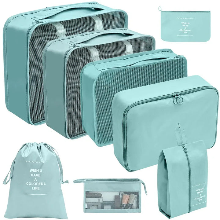 PackWunder Travel Organiser Set 7/8/9/10 Pieces | Foldable Suitcase Organiser | For Clothing, Shoes and Accessories