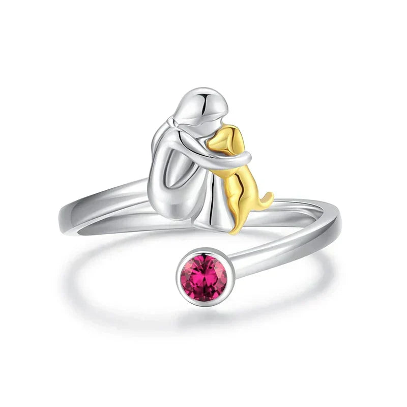 Soft rose gold ring with cute dog motif