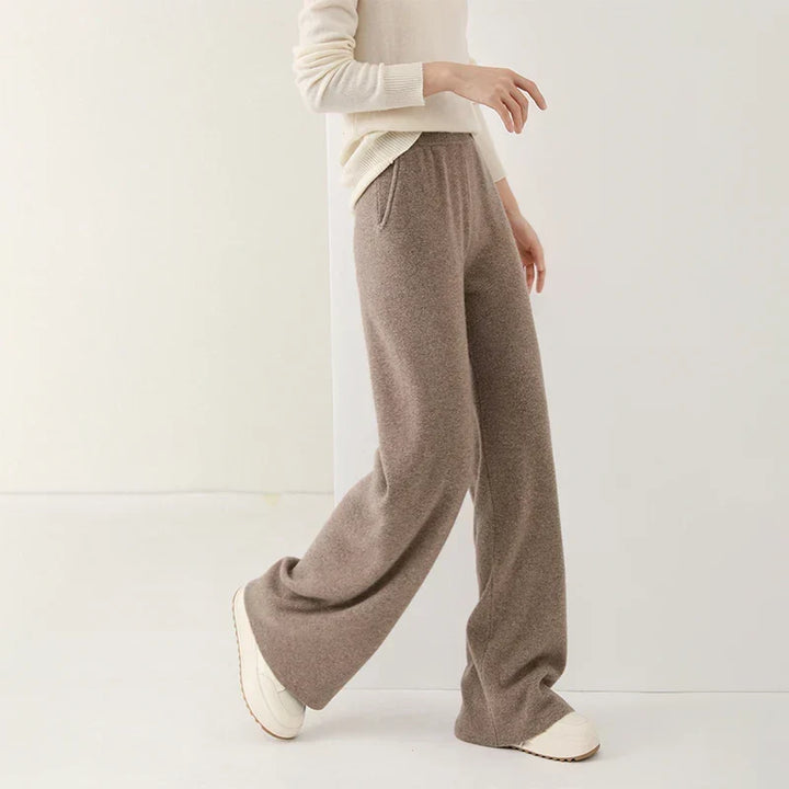 Women's Merino Wool Trousers High Waist Wide-Leg