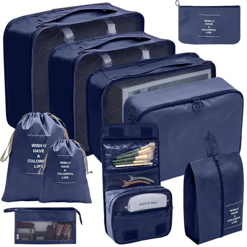 PackWunder Travel Organiser Set 7/8/9/10 Pieces | Foldable Suitcase Organiser | For Clothing, Shoes and Accessories