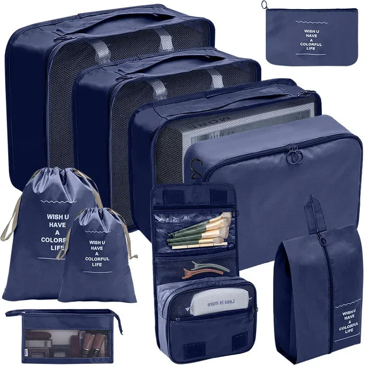 PackWunder Travel Organiser Set 7/8/9/10 Pieces | Foldable Suitcase Organiser | For Clothing, Shoes and Accessories