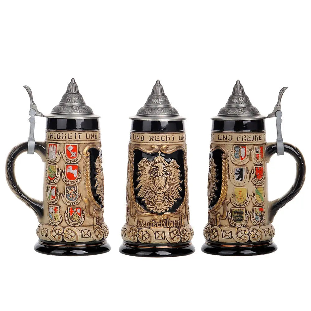 Beer Stein with Relief and Pewter Lid (0.8 L) – Bavaria Oktoberfest 2025 Stein