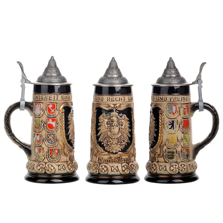 Beer Stein with Relief and Pewter Lid (0.8 L) – Bavaria Oktoberfest 2025 Stein