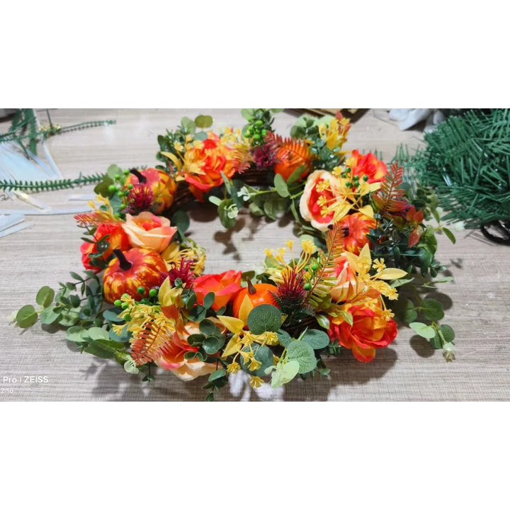 Autumna Charm Autumn Wreath | Pumpkin and Rattan | 40 cm | Handcrafted Décor for Autumn and Thanksgiving