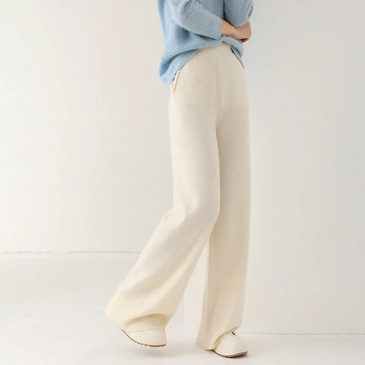 Women's Merino Wool Trousers High Waist Wide-Leg