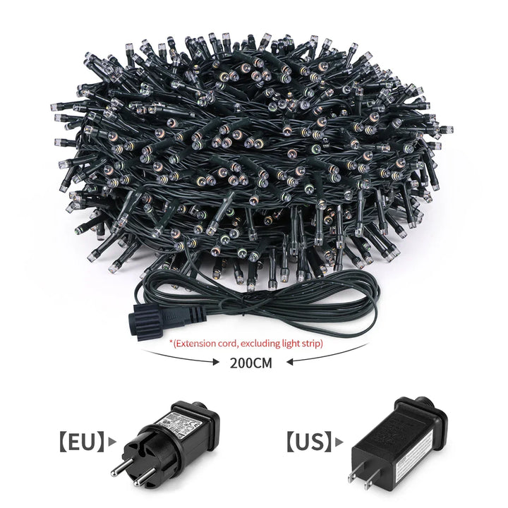 LuminaraX | 24V Outdoor LED Fairy Light Chain | 8 Lighting Modes | IP65 Waterproof | 10–100 m | For Garden, Home and Christmas Decorations