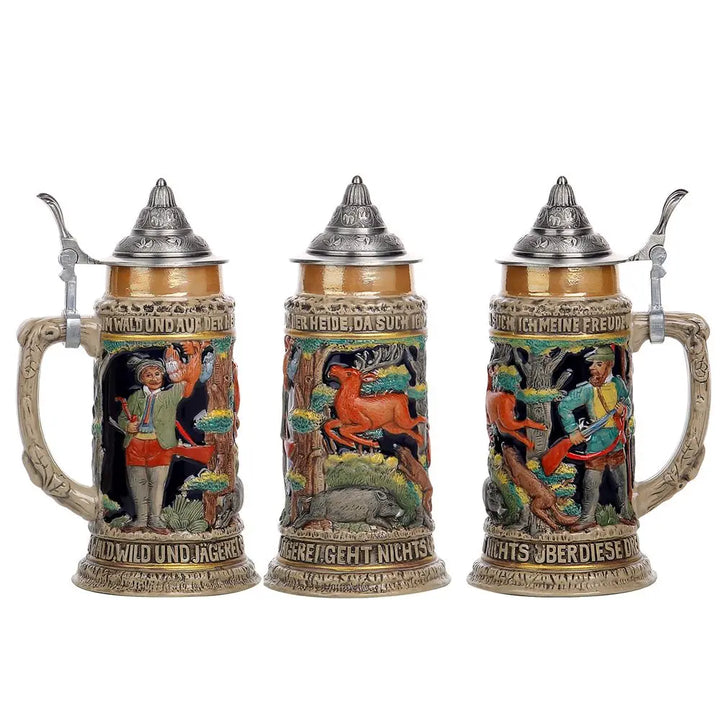 Beer Stein with Relief and Pewter Lid (0.8 L) – Bavaria Oktoberfest 2025 Stein