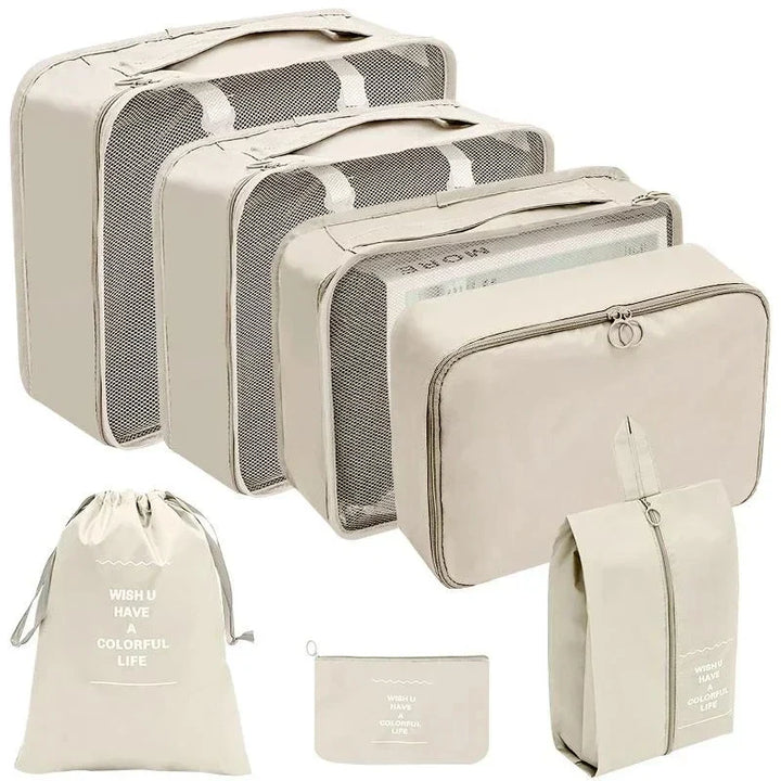 PackWunder Travel Organiser Set 7/8/9/10 Pieces | Foldable Suitcase Organiser | For Clothing, Shoes and Accessories