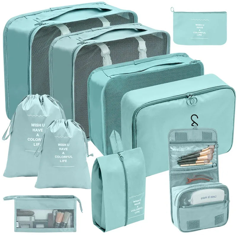 PackWunder Travel Organiser Set 7/8/9/10 Pieces | Foldable Suitcase Organiser | For Clothing, Shoes and Accessories