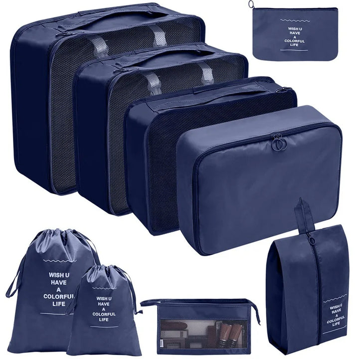 PackWunder Travel Organiser Set 7/8/9/10 Pieces | Foldable Suitcase Organiser | For Clothing, Shoes and Accessories