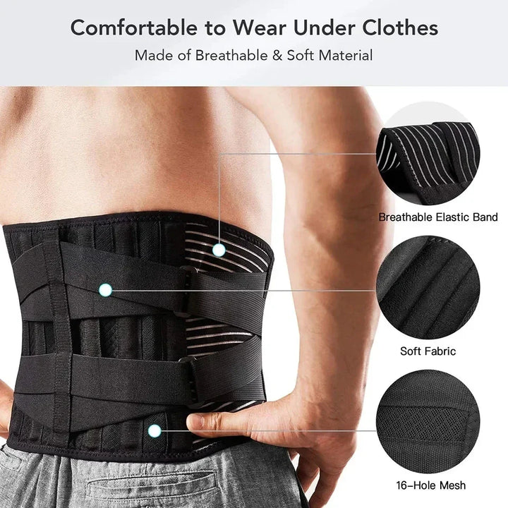 OrthoFlexa Back Support Belt | 360° Lower Back Support with Memory Aluminium and Steel Springs | Breathable and Invisible Under Clothes