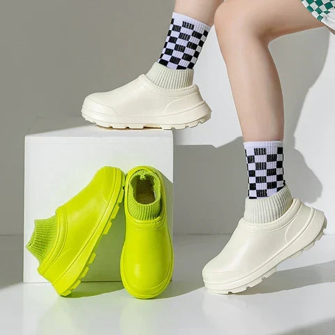 Slip-on clog with knitted ankle cuff - Madeline