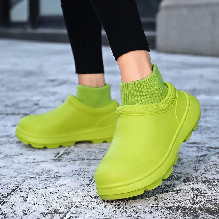 Slip-on clog with knitted ankle cuff - Madeline