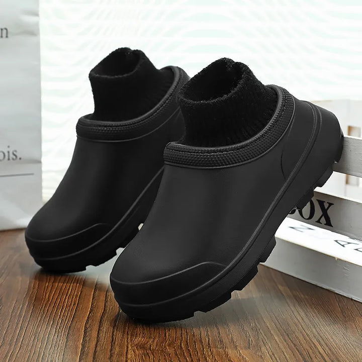 Slip-on clog with knitted ankle cuff - Madeline