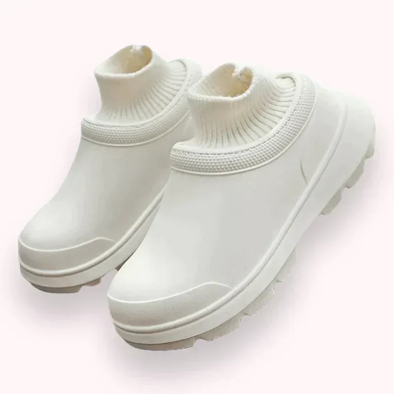 Slip-on clog with knitted ankle cuff - Madeline