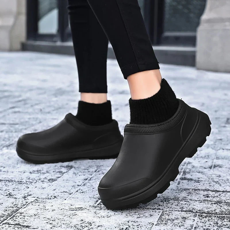 Slip-on clog with knitted ankle cuff - Madeline