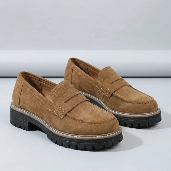 Slip-On Loafers with Low Block Heel - Liv