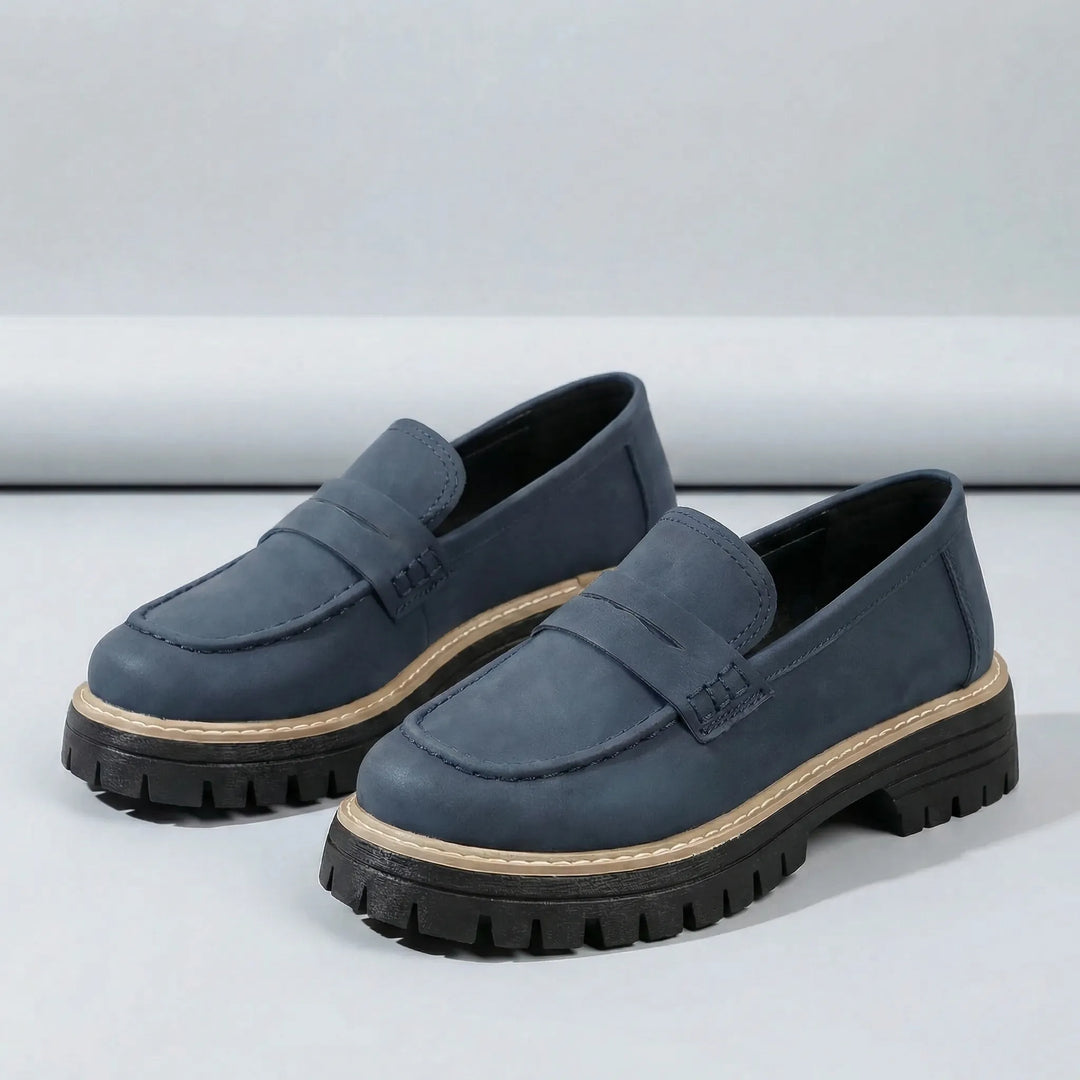 Slip-On Loafers with Low Block Heel - Liv