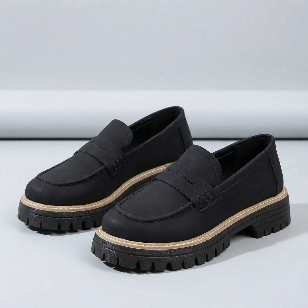 Slip-On Loafers with Low Block Heel - Liv