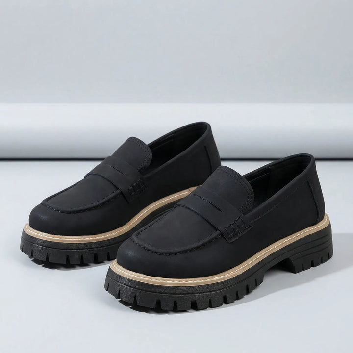 Slip-On Loafers with Low Block Heel - Liv