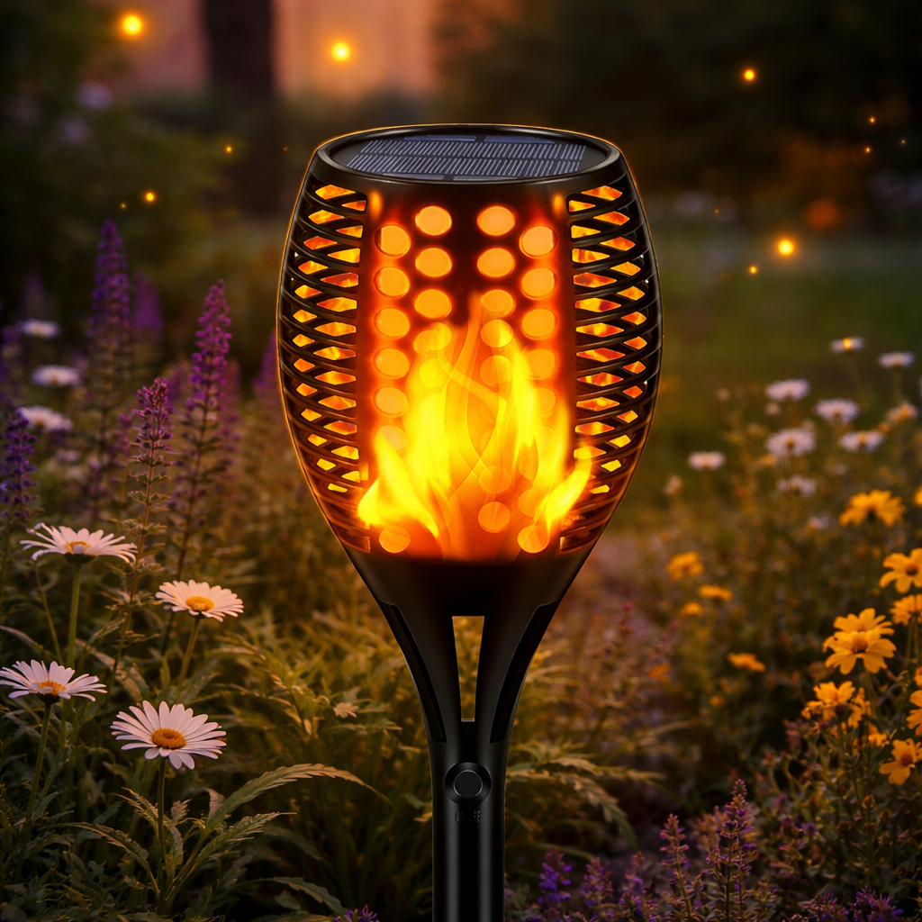 Solar Garden Torch Light with Flame Effect LED Waterproof IP67