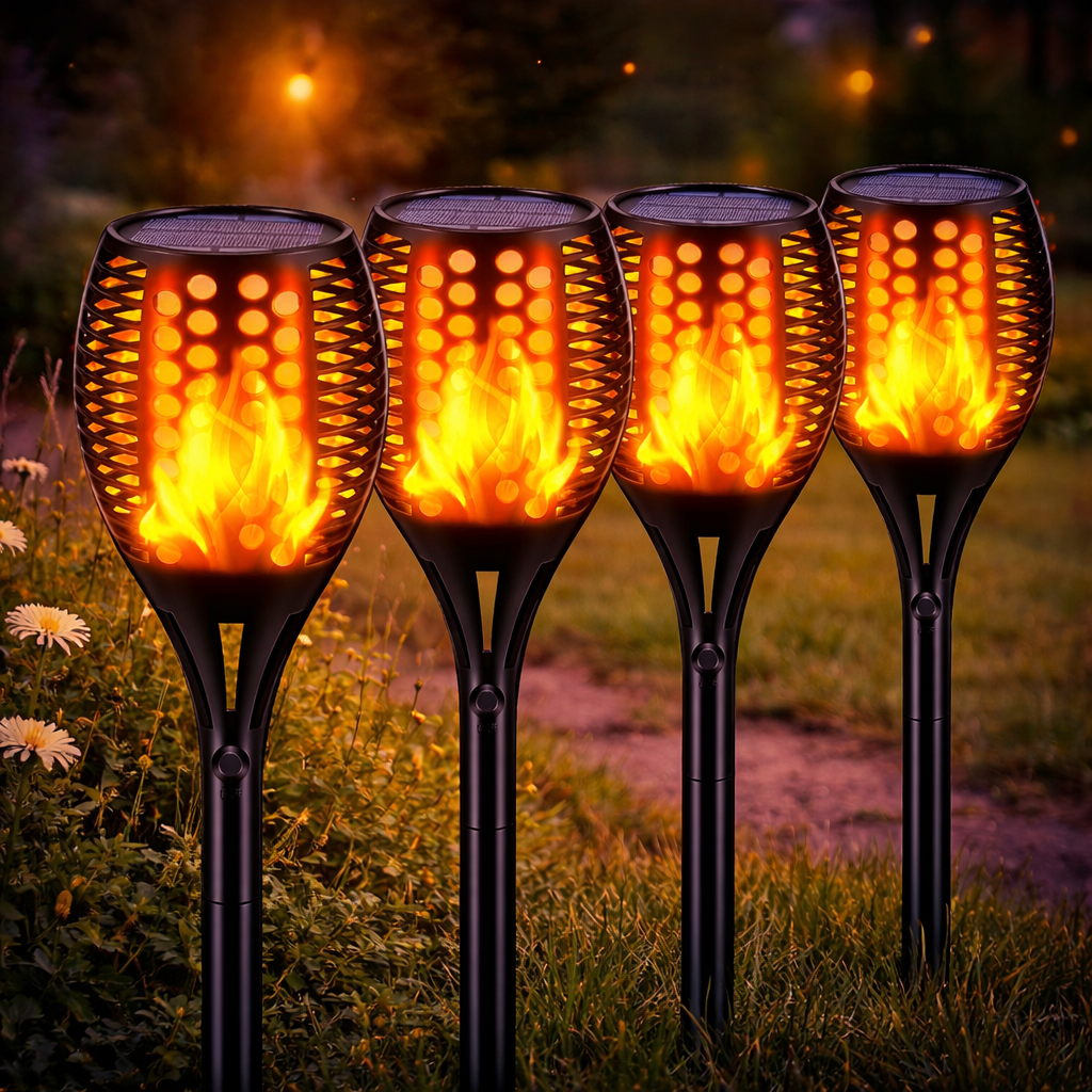 Solar Garden Torch Light with Flame Effect LED Waterproof IP67