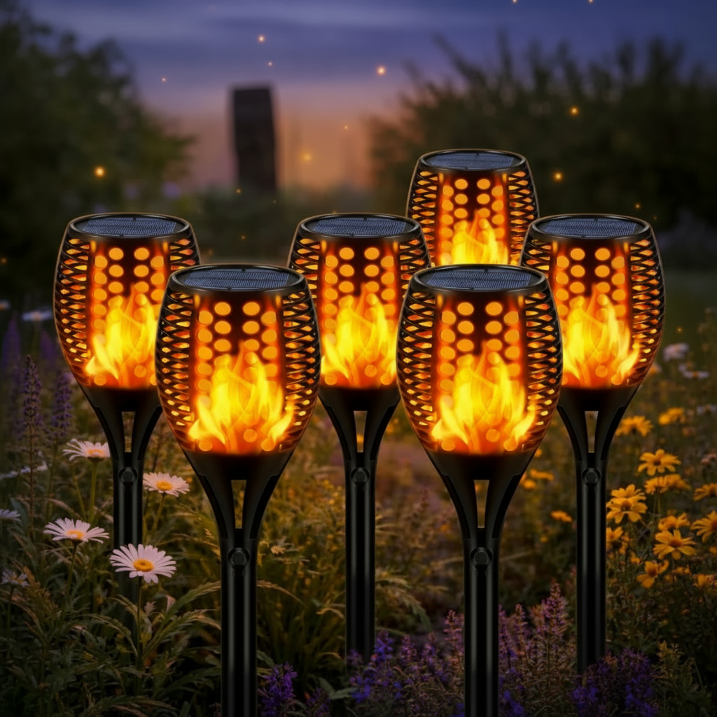 Solar Garden Torch Light with Flame Effect LED Waterproof IP67