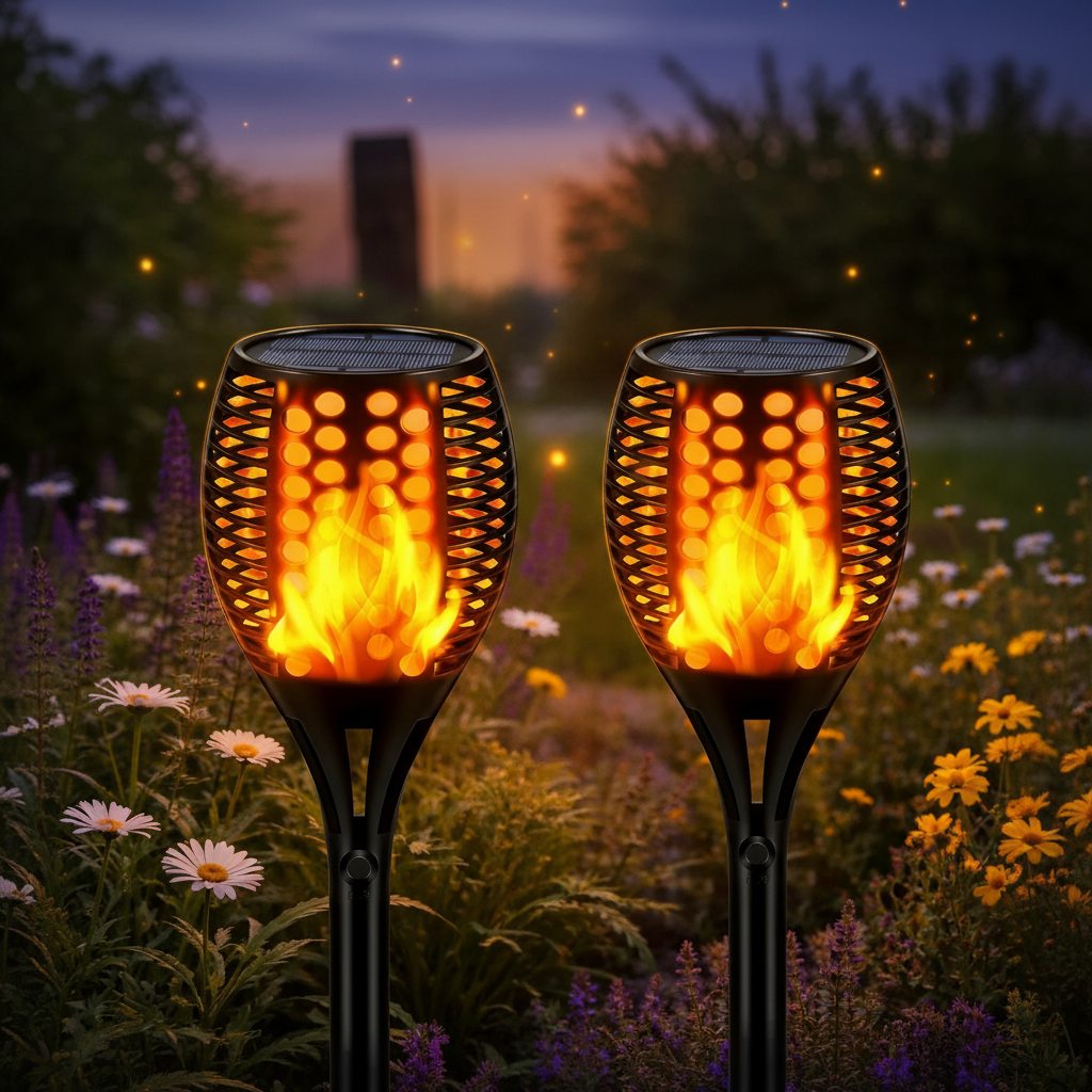 Solar Garden Torch Light with Flame Effect LED Waterproof IP67