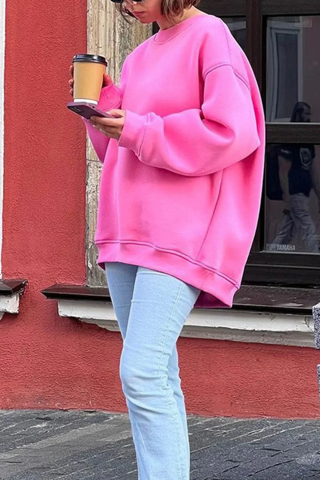 Women's Oversized Sweatshirt – Cotton, Casual Crew Neck for Comfortable Everyday Outfits