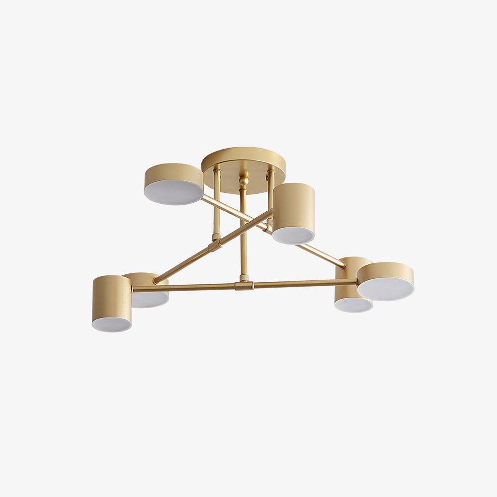 Sputnik Design Ceiling Light with Crossing Arms and Cylindrical Light Points