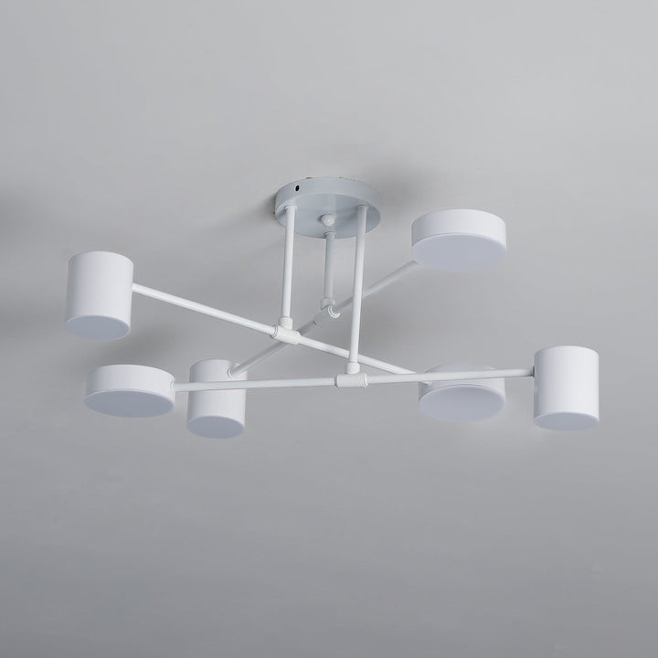 Sputnik Design Ceiling Light with Crossing Arms and Cylindrical Light Points
