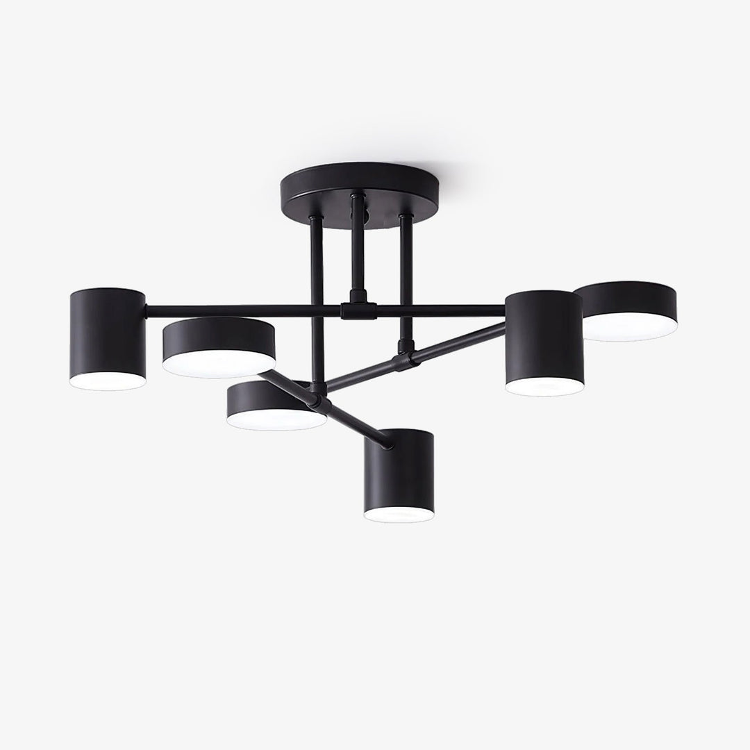 Sputnik Design Ceiling Light with Crossing Arms and Cylindrical Light Points