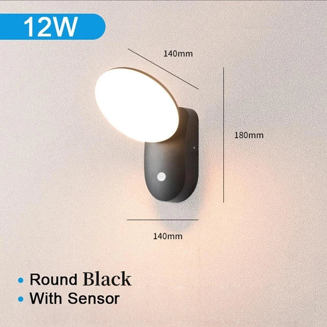 Waterproof Outdoor Wall Light with PIR Motion Sensor (12W) – Smart Illumination for Enhanced Security