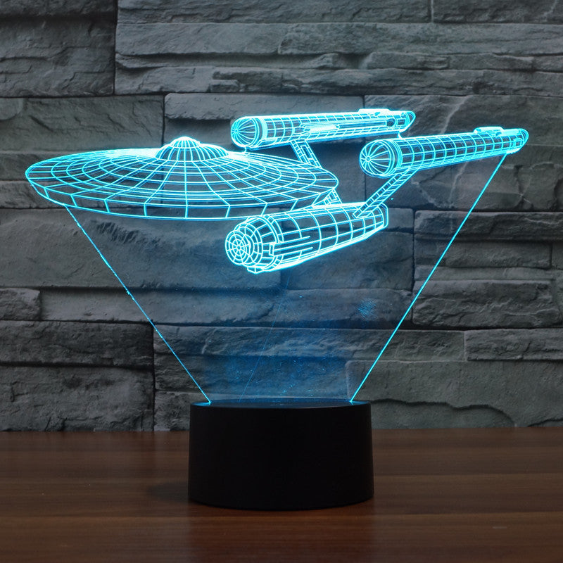 Star Trek 3D Illusion Lamp | Floating Enterprise | Multicolour LED Light | 20 cm Tall