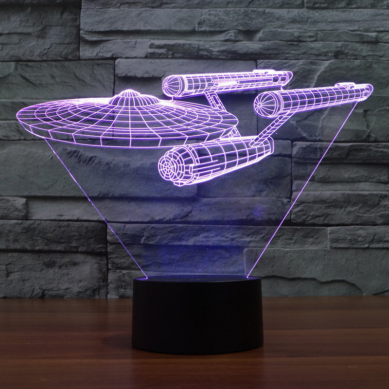 Star Trek 3D Illusion Lamp | Floating Enterprise | Multicolour LED Light | 20 cm Tall